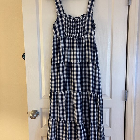 Who What Wear (Target) Gingham Navy blue and White Midi/Maxi dress, Size Large - Picture 5 of 8